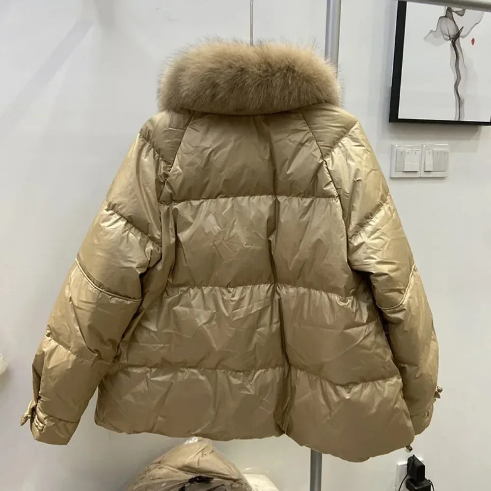 Real Mink Fur Coat Women 2024 Fashion Autumn Winter Natural White Duck Feather Down Jacket Luxury Outerwear Loose Streetwear