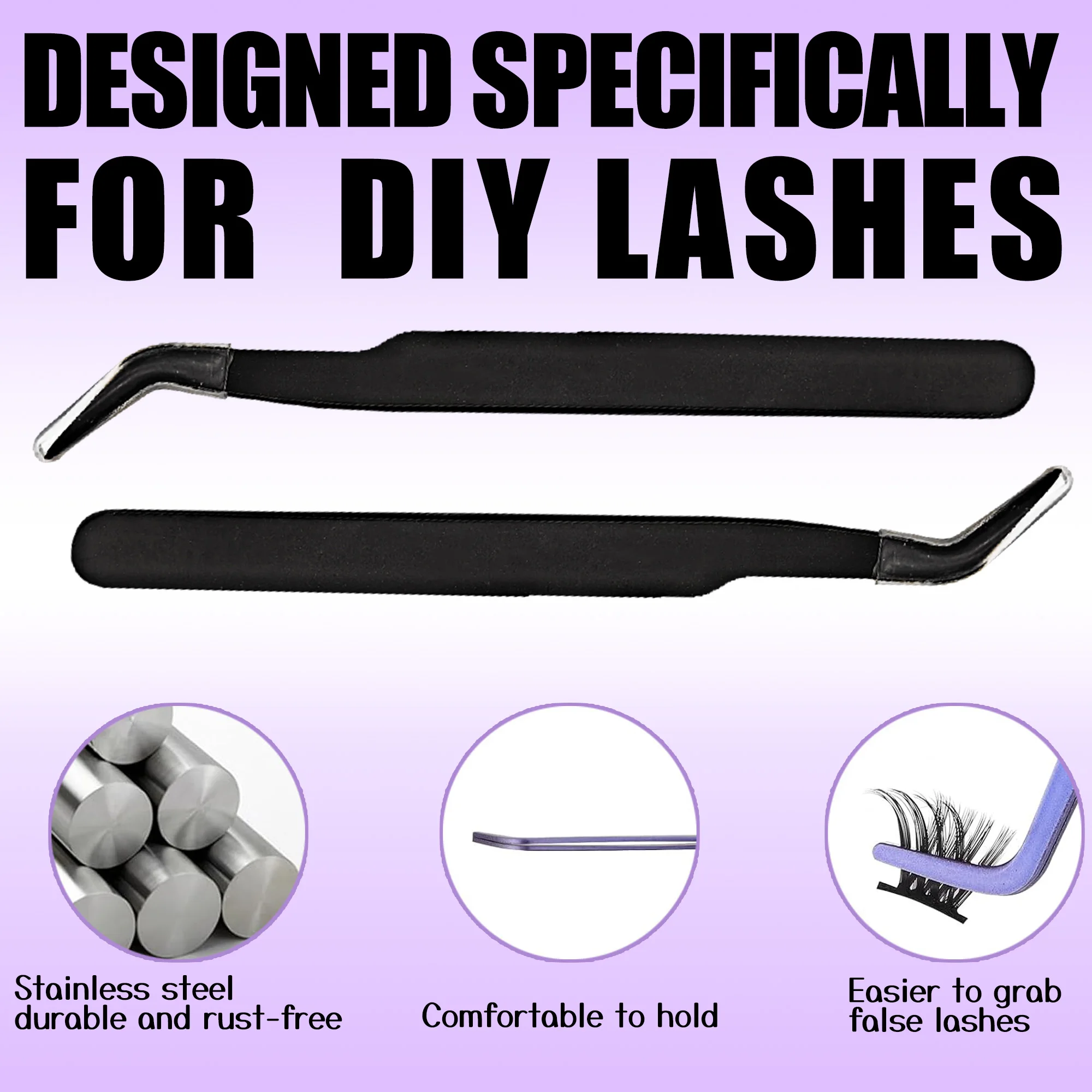 4-Piece Eyelash Set: Includes Two 2-in-1 Eyelash Adhesives (Bonding Agent and Sealer), Eyelash Tweezers, and Remover.