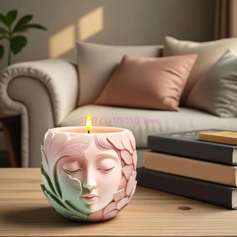 N5KF Artistic Silicone Double Girl Face Mold Resin Casting Jewelry Making Moulds for Home Garden Creative Crafting Projects