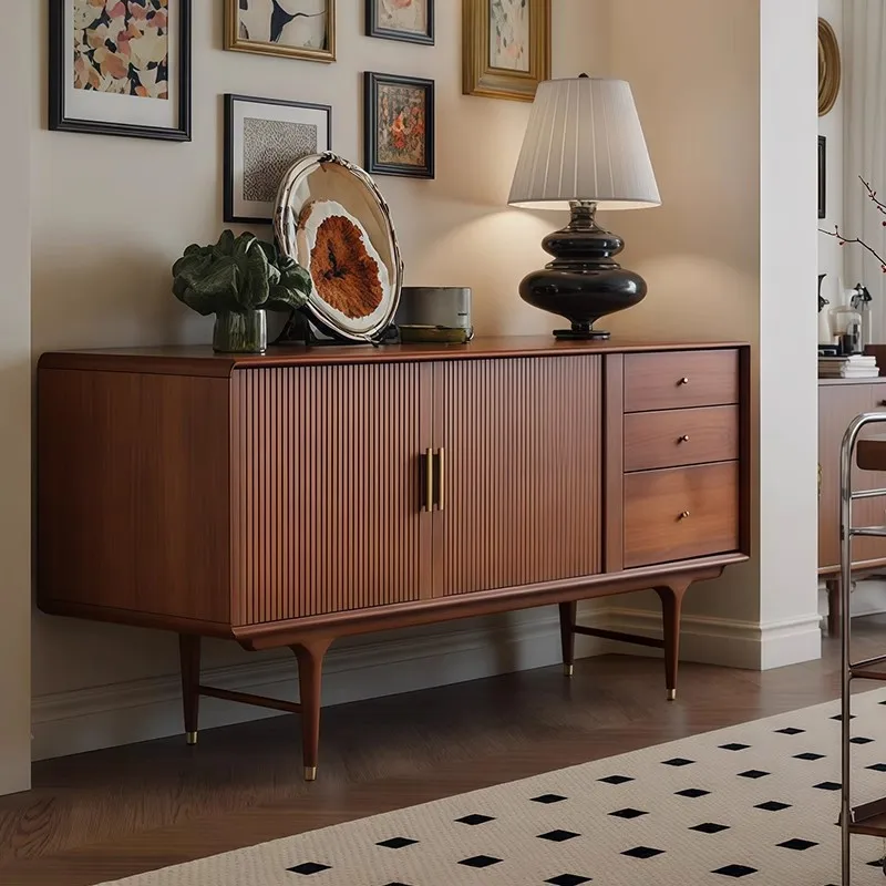 

Medieval style solid wood sideboard, living room, home wall-to-wall storage cabinet, retro storage pantry, drawer