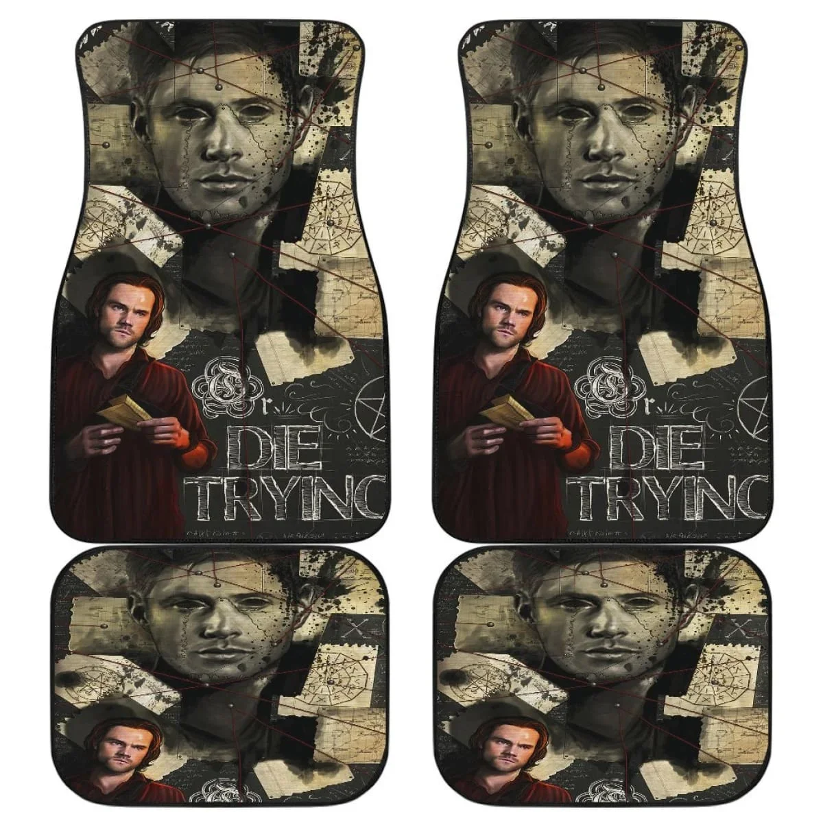 

Dean And Sam Supernatural Movie Car Floor Mats H040320 Universal Fit 225311 Full Set 4-Piece Front & Rear Car Floor Mats