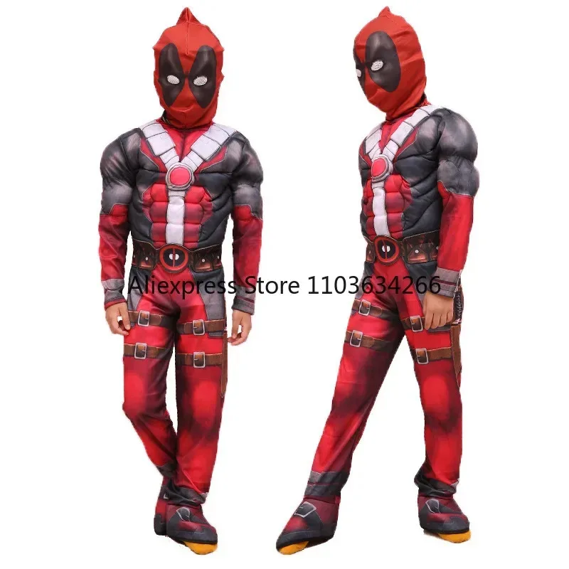 Una familia amorosa disfraz de Deadpool para adultos hombres mujeres niños Cosplay máscara traje mono mochila cuchillo accesorios superhéroe H 2025 nuevo