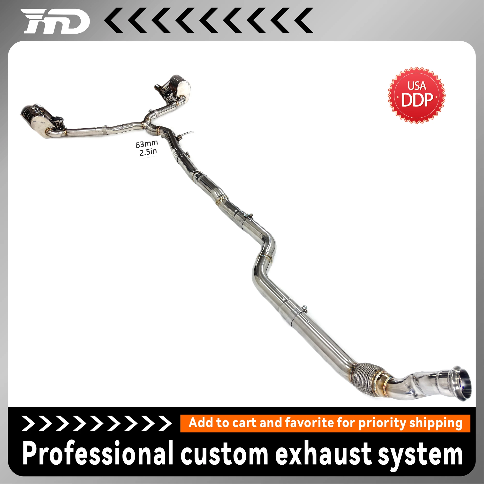 لمرسيدس بنز GT43 GT50 E53 GT53 صمام القط الخلفي نظام العادم الفولاذ المقاوم للصدأ أداء الخمار #1