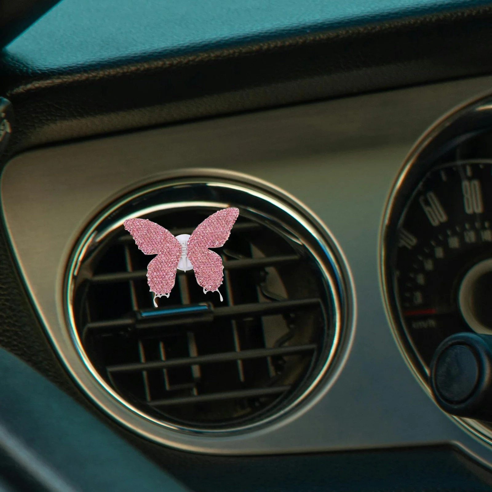 

2Pcs Rhinestone Iron Car Aroma Clip Sun Visor Dashboard Decor Practical Universal Fit Fresh Scent