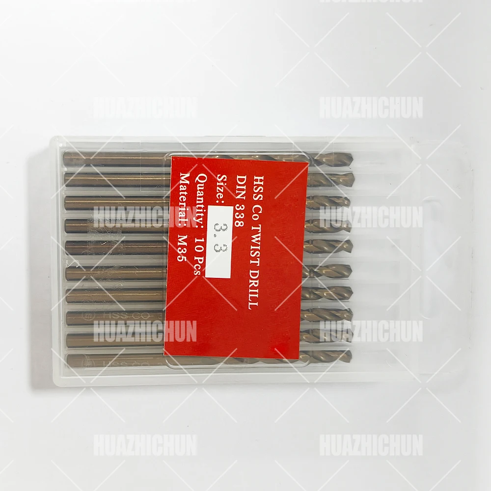 HUAZHICHUN HS5-135 5523 3.3 Kit de brocas de longitud Jobber de acero de alta velocidad para metal endurecido, acero inoxidable, hierro fundido,