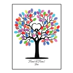 Custom Name Date Fingerprint DIY Tree Leaf Wedding & Wedding Anniversary Party Souvenir Fingerprint Painting (Ink Pad Included)