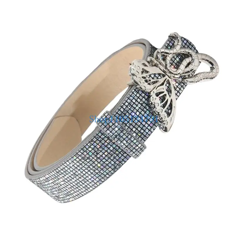 98 كم بازيم الفراشة تصميم حزام PU مع blingbling أحجار الراين تصميم مريح مريح أزياء الخصر