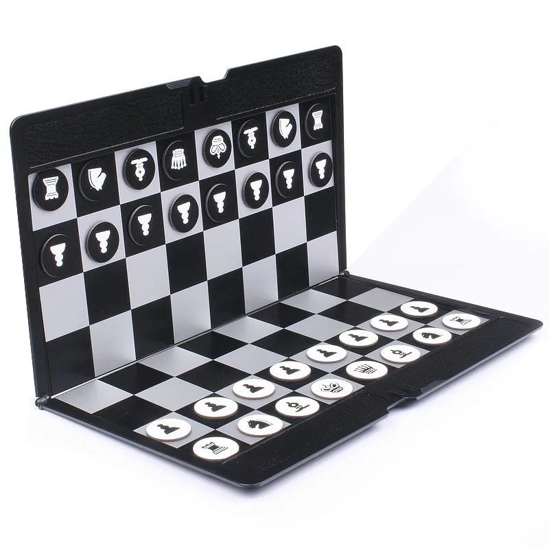 Pocket Mini Size Chess Set Board Magnetic Portable Checkers Set Traveler Plane Easy To Carry Board party Family Game L347