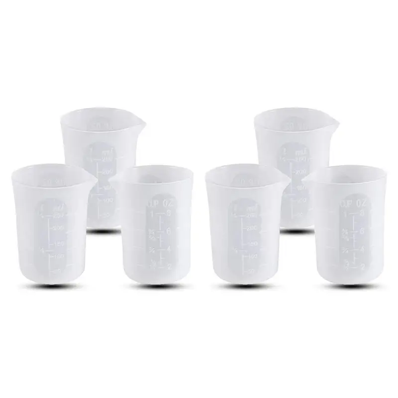 DT19-250 Ml Silicone Measuring Cups For Resin Making Non-Stick Mixing Soft Scale Cups Small Capacity Tools 6 PCS