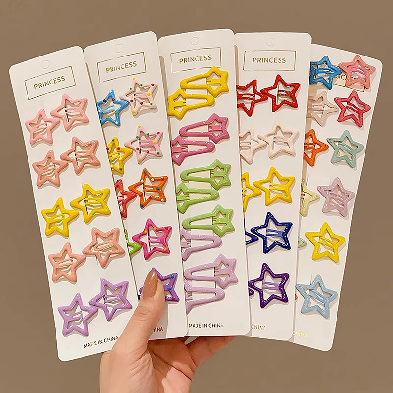 3/10Pcs Y2K Bobby Pin Girl Colorful Stars Barrettes Metal Snap Clips Kid Korean BB Hairpins Headwear Hair Accessories