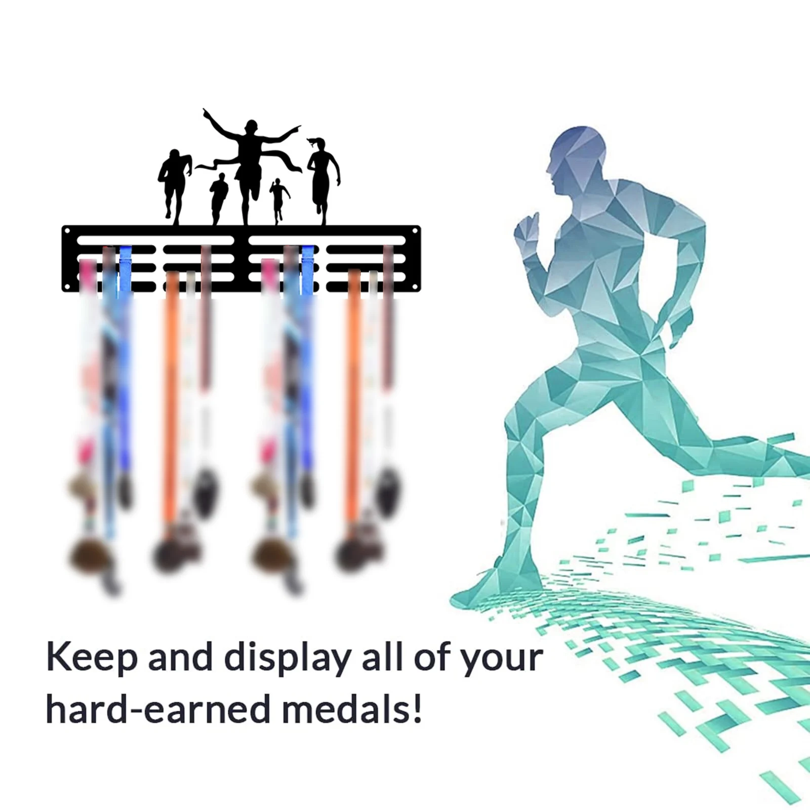 Awards Display Shelf Medal Holder Wall Mounted Medal Hanger  Displaying Rack for Sport Race Runner Shelf Medal