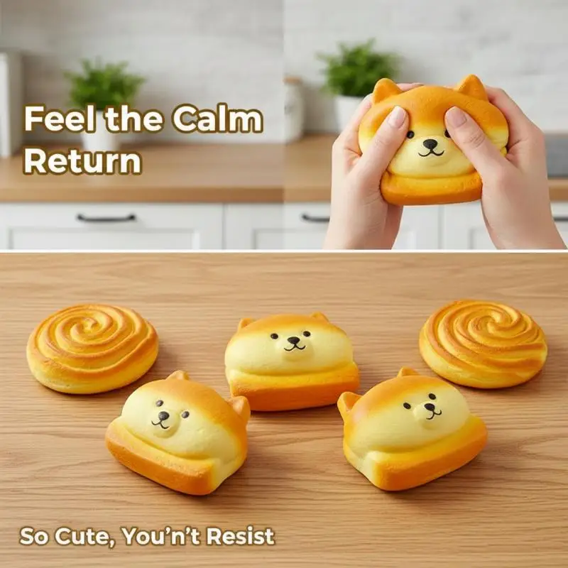 Realistic Fake Bread Squishy Toys Slow Rising Stress Relief Sensory Fidget Toy for Home Kitchen Decor Party Props