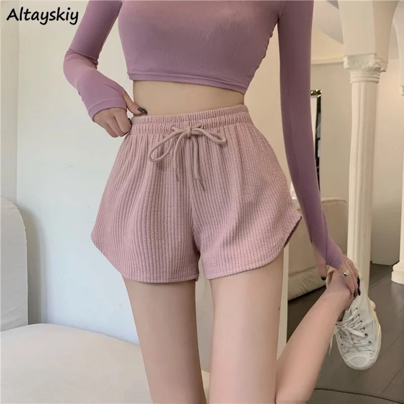 

Shorts Women All-match Fashion Summer Simple Casual Korean Drawstring Solid High Waist Cozy Streetwear New Harajuku Ladies Chic
