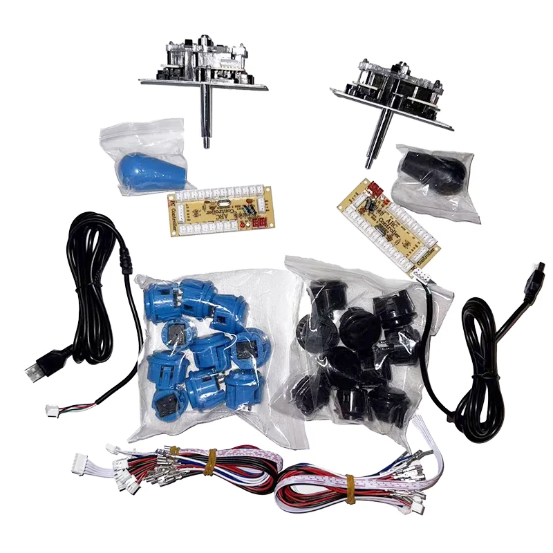 Dual Player Arcade DIY Kit with 8-Way Joysticks and Instant-Response USB Encoder for PC Gaming Systems