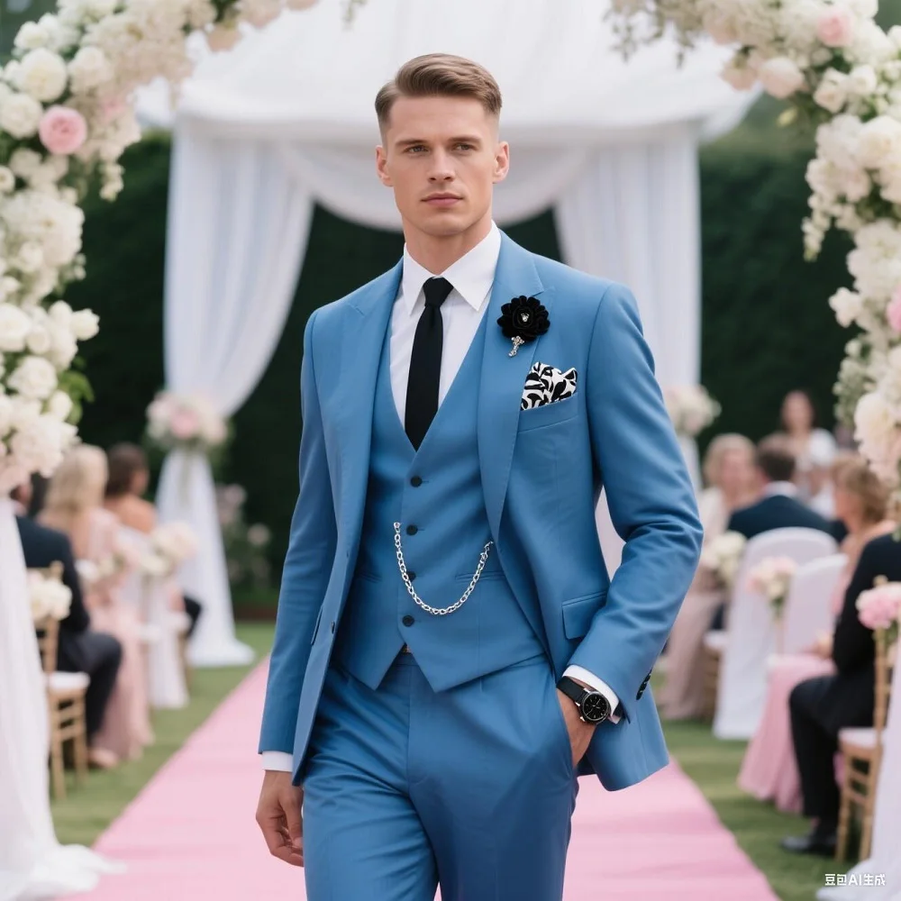 

Men's 3 Piece Wedding Dress Suits Slim Fit Peak Lapel Groom Tuxedos Party Formal Suit For Groomsman Suit