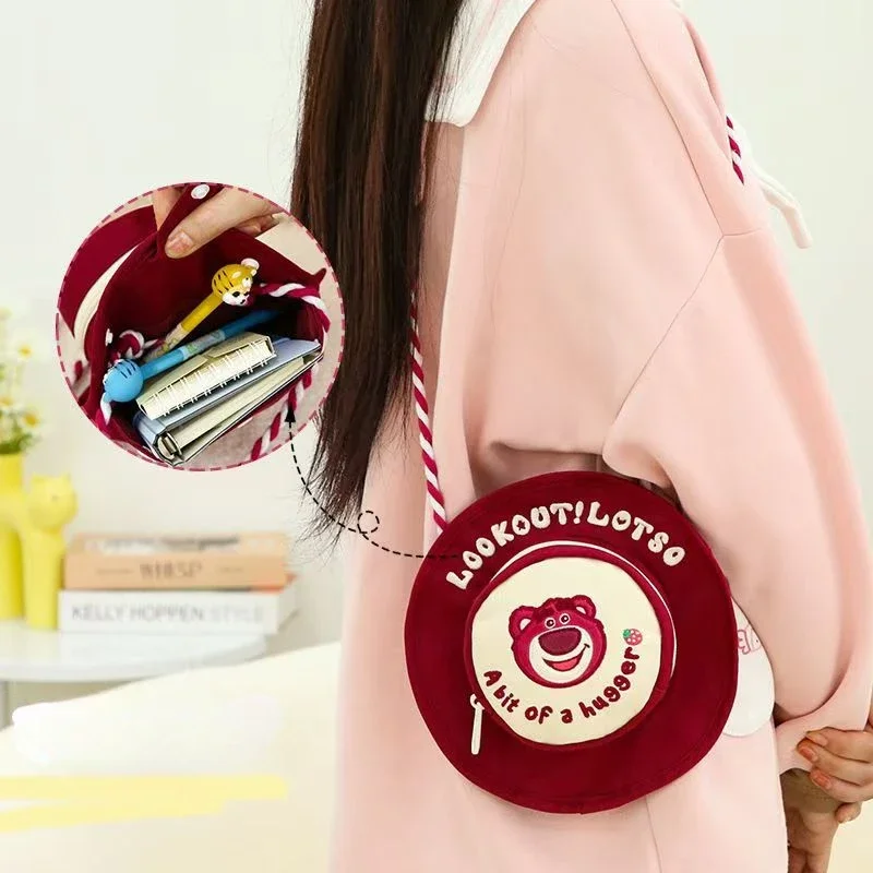 Disney Lotso One-Shoulder Crossbody Canvas Hat Bag Zootopia Judy Nick Bucket Hat Crossbody Phone Bag Organizer Gifts for Girls