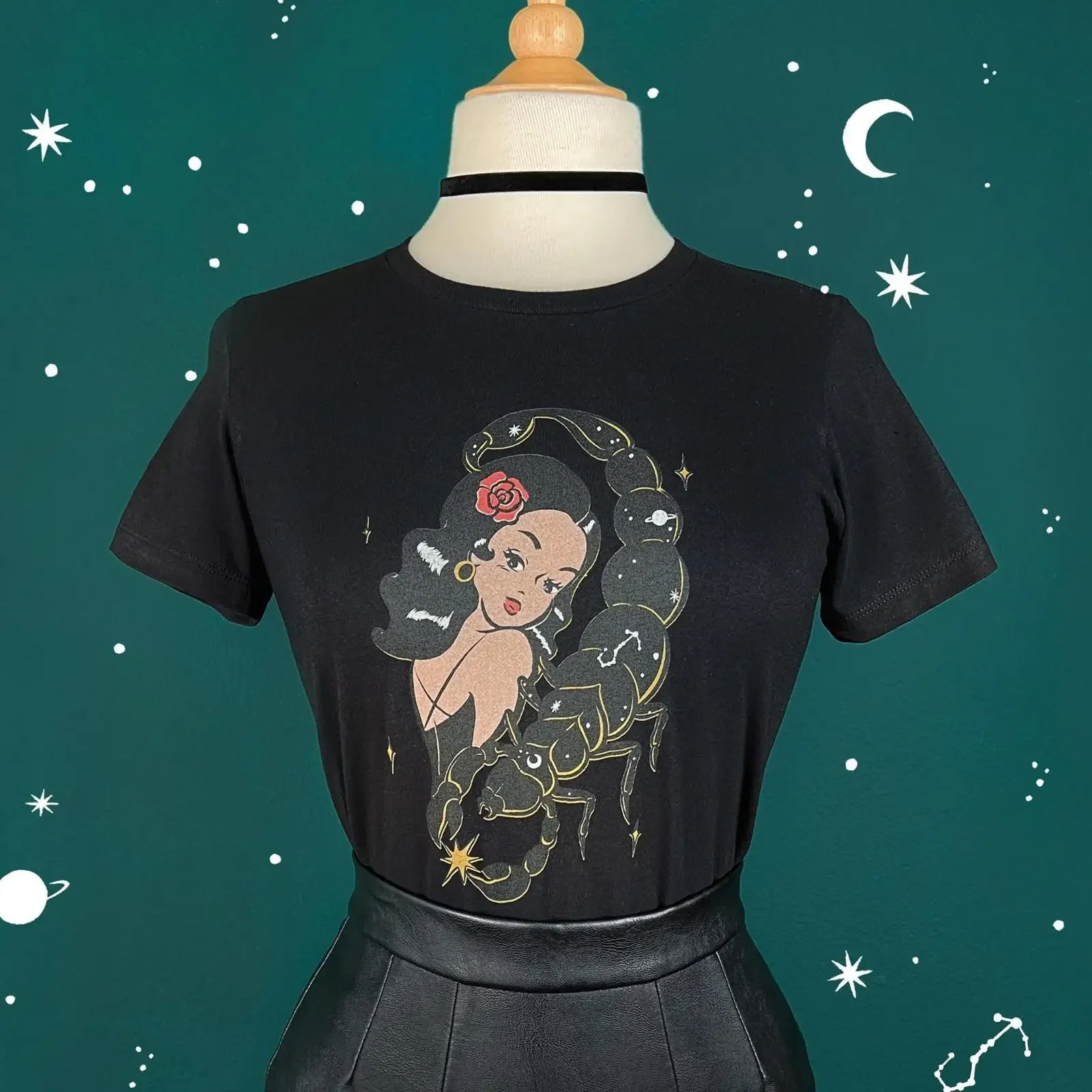 Scorpio Child Fitted T shirt in Black size S M L XL 2XL 3XL vintage inspired by Mischief Made Zodiac vintage Washed