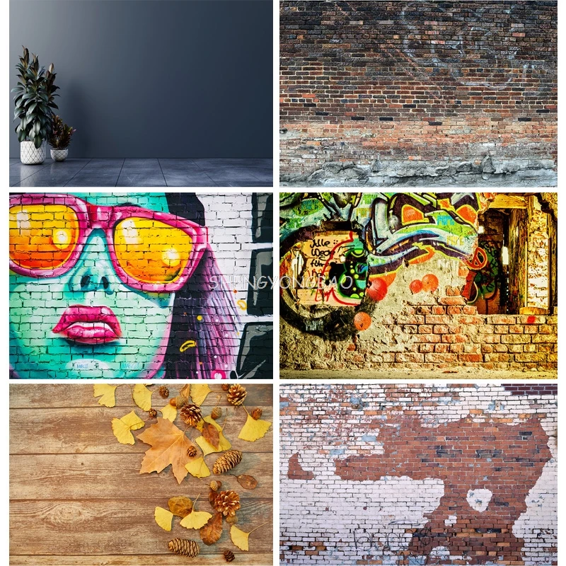 

Vinyl Custom Photo Backdrops Wood Board Brick Wall Vintage Photography Background For Studio Shoot Photocall 21902XZM-02