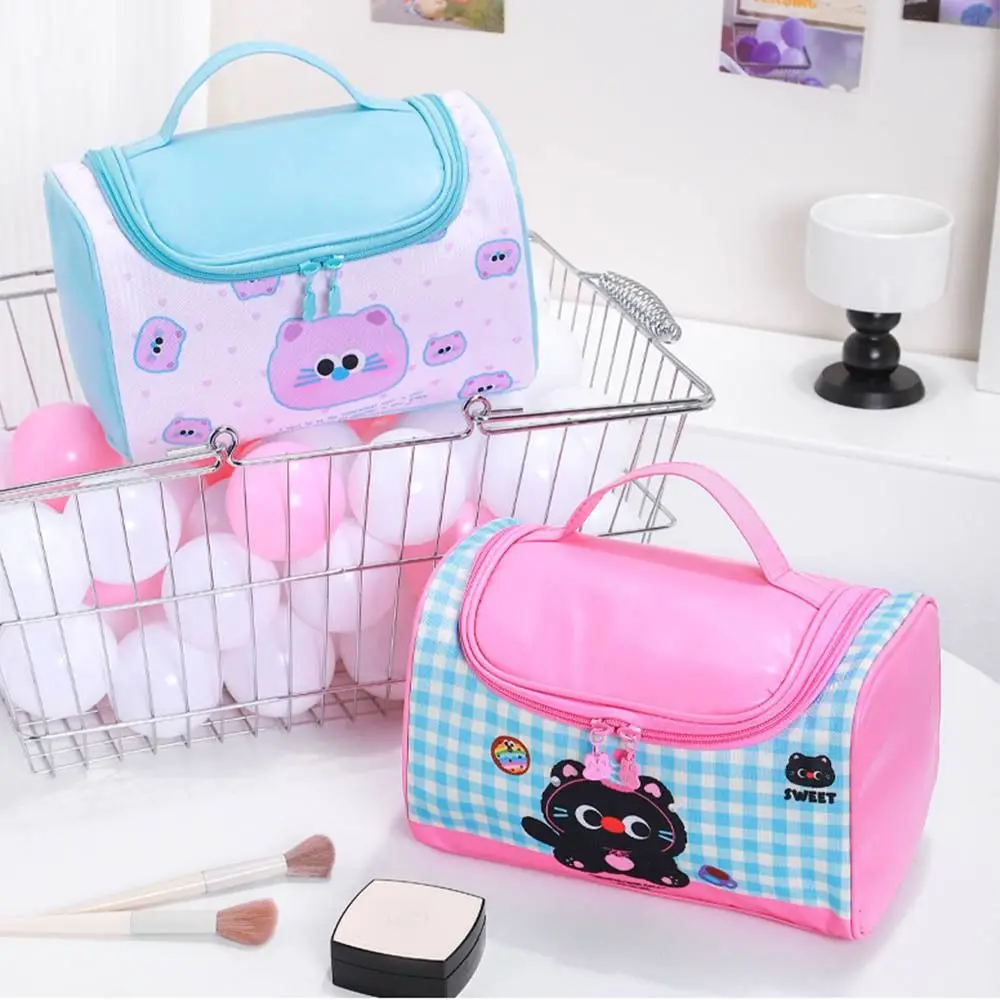 

Portable Large Capacity Kitten Makeup Bag Handheld Korean Style Handheld Cosmetic Bag Panda Cat Washing Bag Girls