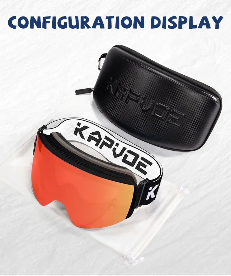 Kapvoe Photochrome Skibrille, magnetische Antibeschlaggläser, UV400-Schutz, für Herren und Damen, Skibrille, Schnee-Sonnenbrille, Sportbrille – Detail 21