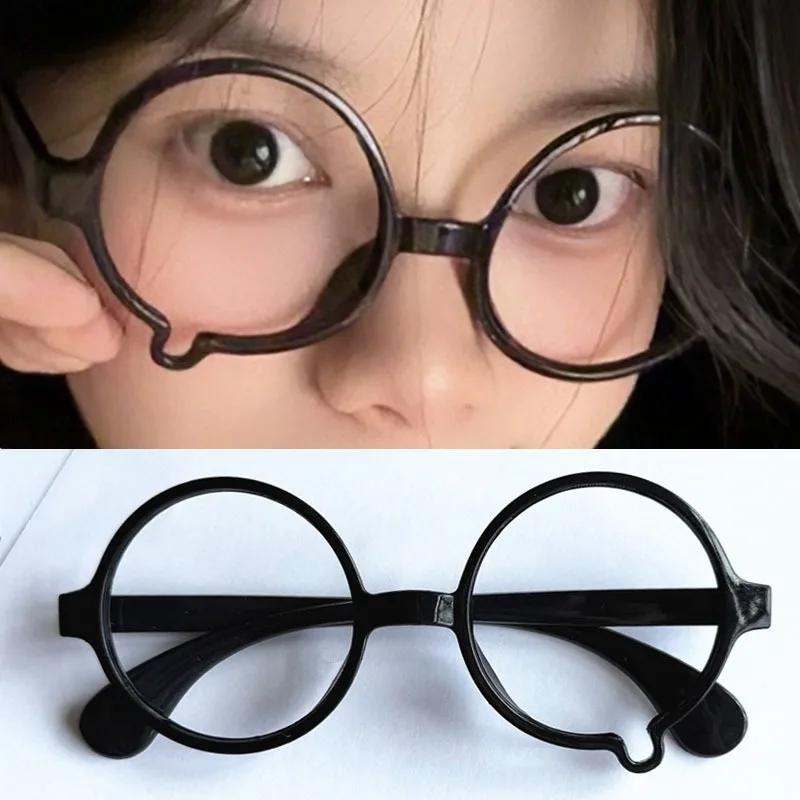 Y2K Anime Without lenses Glasses Dripping Tears Black Frame Unisex Retro Fashion Eyewear Cosplay Cute Accessories