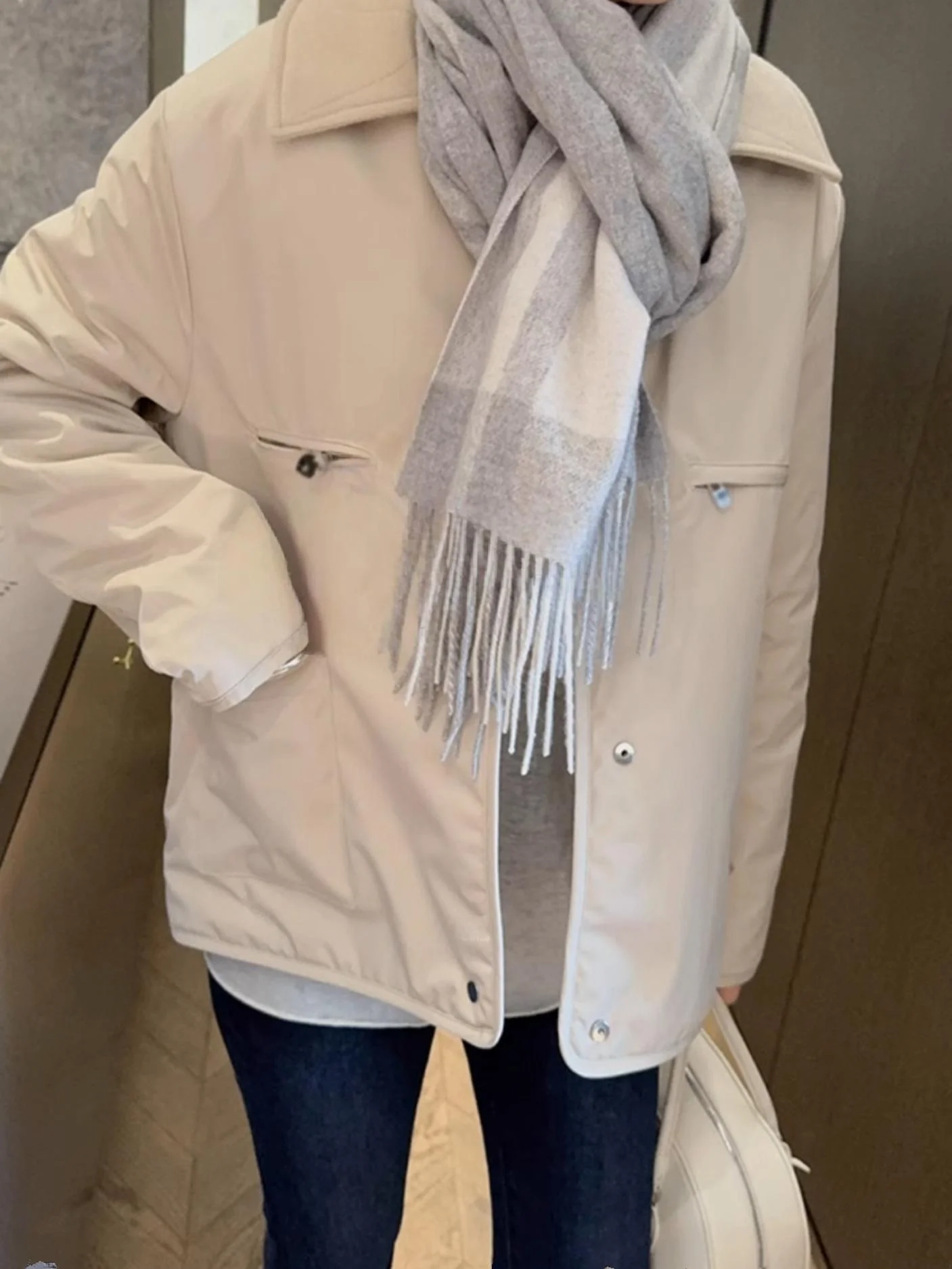 Briti Sle ort Jaet Cotton Coat Double-Sided Wear Practical Quilted Vest Faionable Commute Straight Cut Long Sve