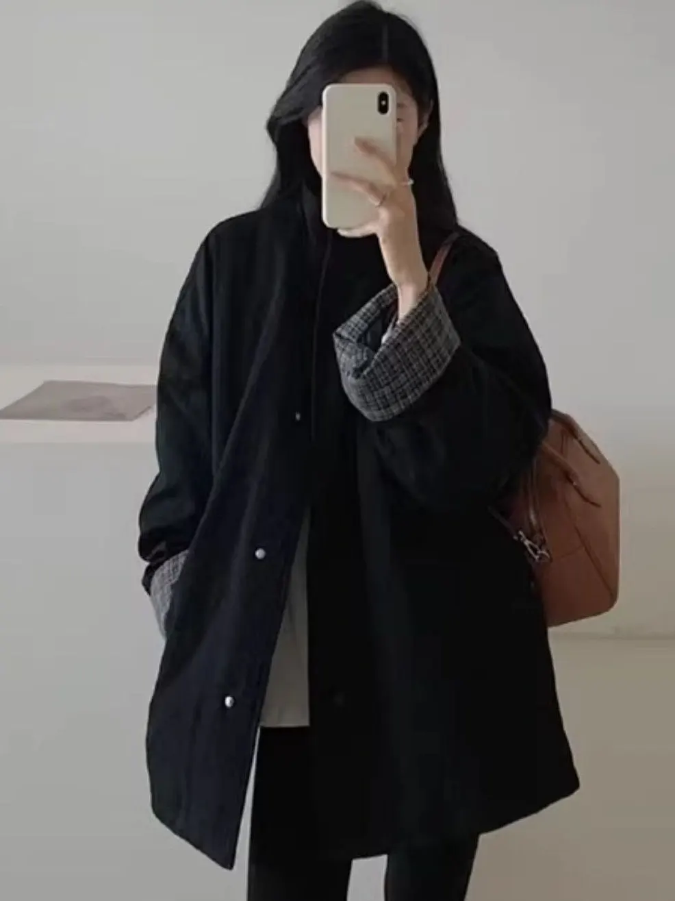 

Высококачественная цветная хлопковая куртка-ветровка для женщин: теплая, повседневная, свободного кроя, с длинными рукавами, воротником-стойкой, средней длины