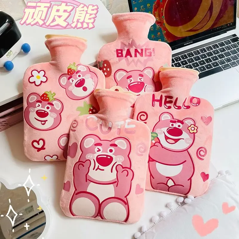 Cartoon Lotso hot water bottle filled with water plush explosion-proof and thickened warm palace hot compress mini warm baby