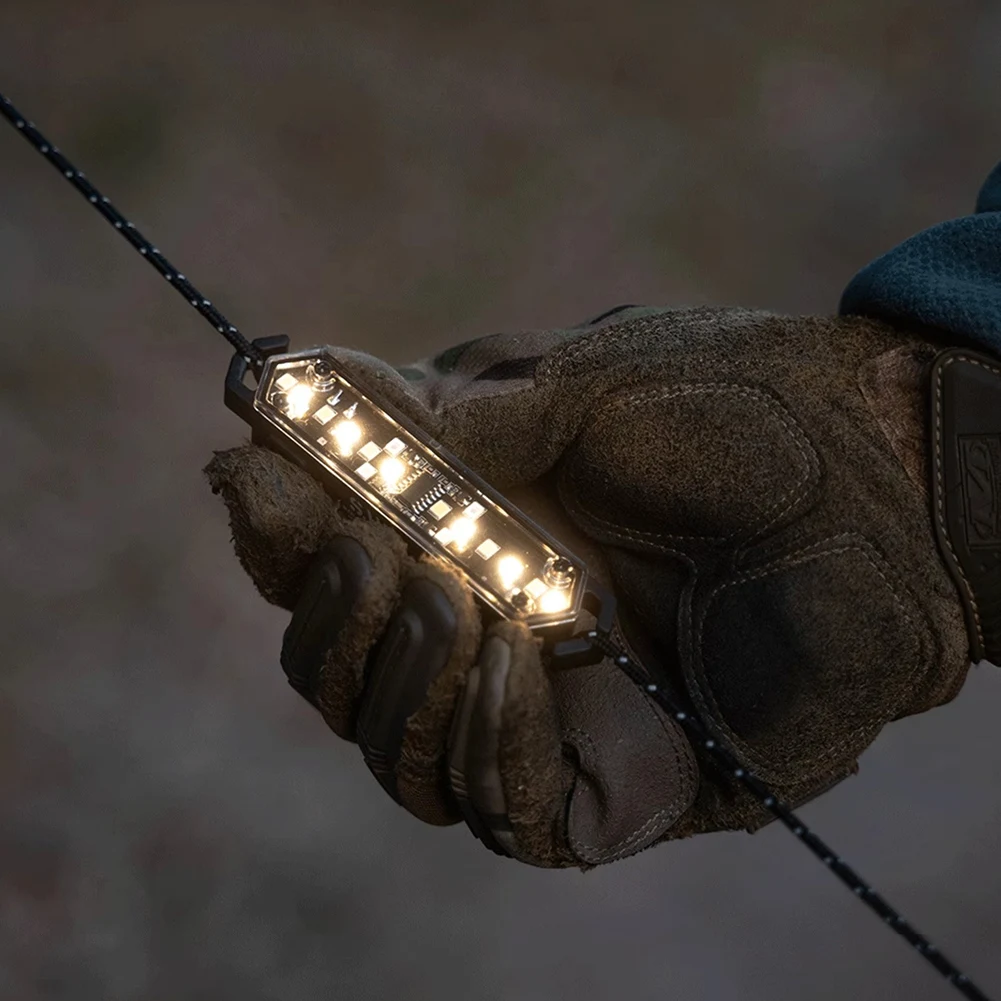 Wind Rope Warning Light Type-C Charging Tent String Lamp IPX4 Waterproof Wind Rope Decoration Light for Outdoor Camping Picnic