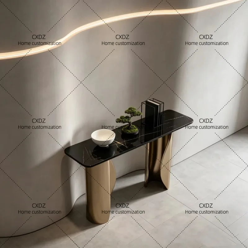 XXLight luxury rock slab against the wall entrance table Super narrow entrance cabinet Hotel corridor end view table