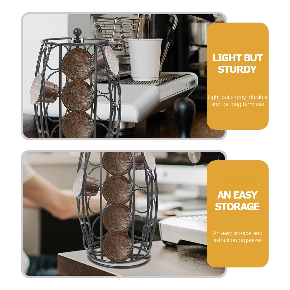 حامل كبسولات القهوة القابل للدوران، رف تخزين كبسولات حديدية، منظم 360 درجة، موفر للمساحة، ملحقات القهوة المكتبية للمطبخ