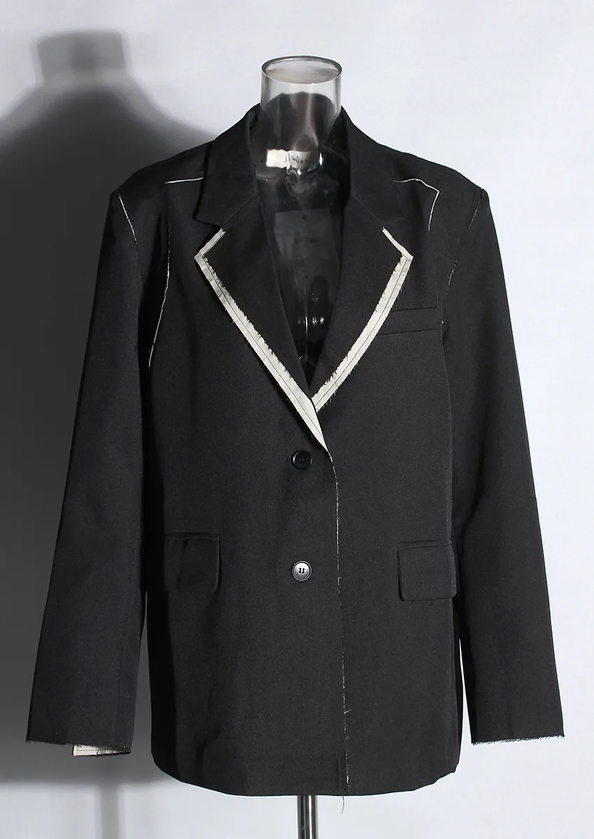 

Женский повседневный блейзер свободного кроя в винтажном стиле с бахромой, осенняя модная расцветка в стиле колор-блок