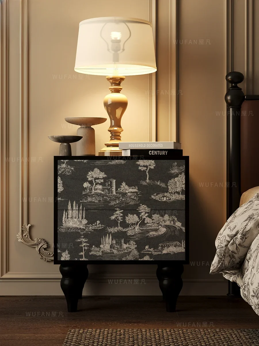 

Retro Bedside Table Bedroom Tailstock Storage Household Integrated Drawer Solid Wood Bedside Storage Cabinet Customization