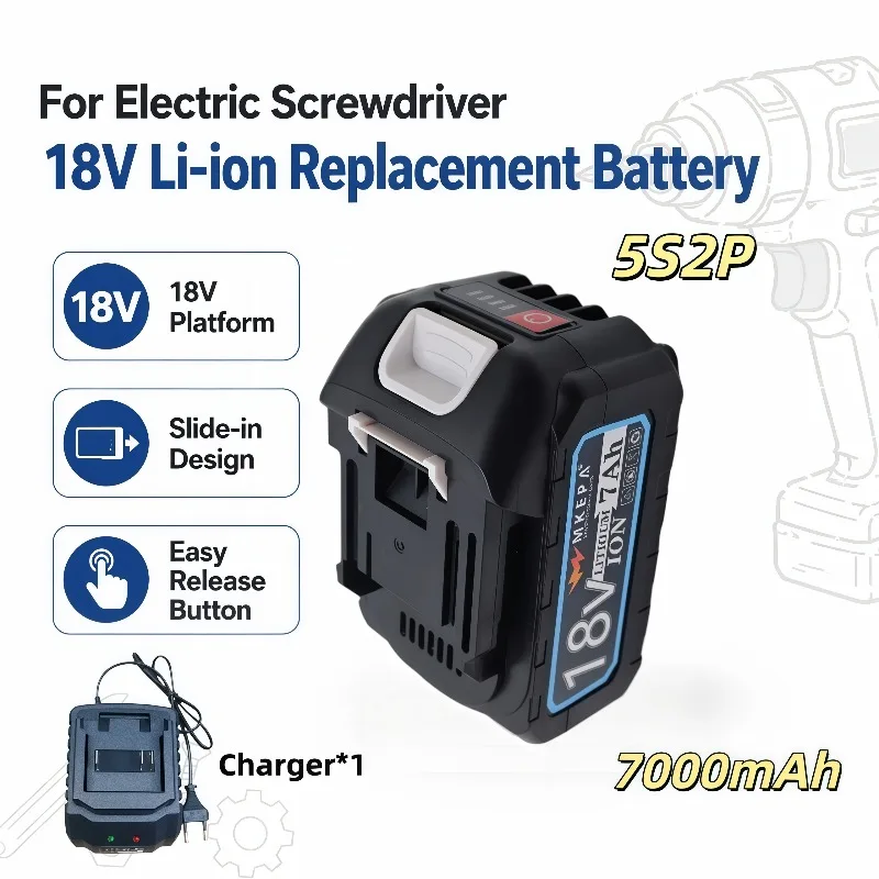 100% Original 18V 7000mAh Fast Charging Lithium Battery For Impact Wrenches Grinders BL1850 BL1840 BL1440 (196391-6)