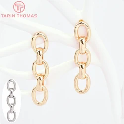 (7431) 4PCS 8x36MM 24K Gold Color Brass Chain Shape Stud Earrings High Quality Diy Jewelry Findings Accessories Wholesales