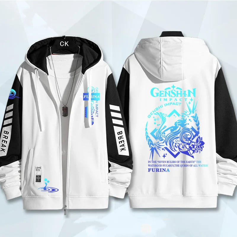 Genshin-ropa de colaboración Funina Water God, Sudadera con capucha de Anime, chaqueta holgada, ropa para el dolor, disfraces de Cosplay, conjunto de Halloween