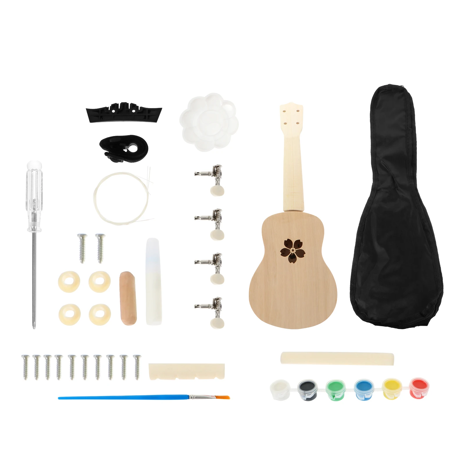 

1 set 1 Set Diy Ukulele Kit Paintable Handmade Musical Instrument Materials Set For Kids Strong Woodcraft