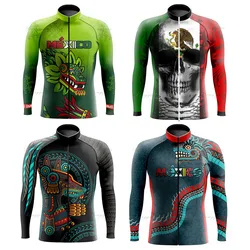 2024 New Pro Mexico Cycling Jersey Set Long Sleeve Mountain Bike Cycling Clothing Breathable MTB Bicycle Clothes Wear for Mans