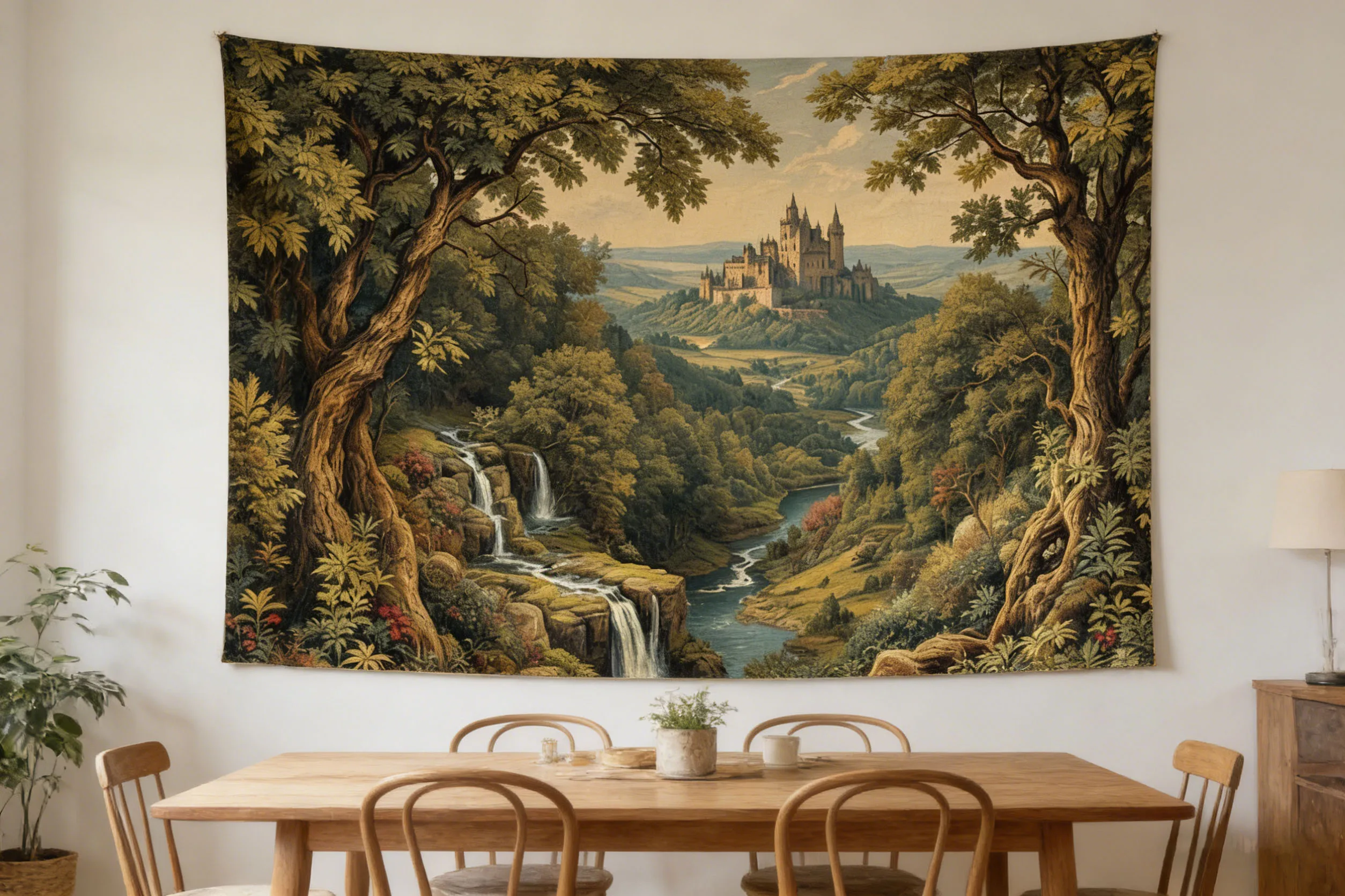 Mittelalterliche Burgen-Wandteppiche, böhmischer Wandteppich, ein Geschenk für Freunde, geeignet für Schlafzimmer, Schlafsaal, Kunst, ästhetische Wanddekoration