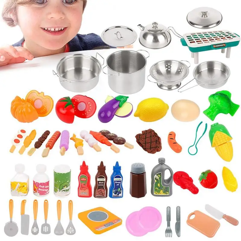

Kids Kitchen Accessories Children Creativity Sensory Learning Imaginative Toddler Cooking Set Pretend Play Pots & Pans Kitchen