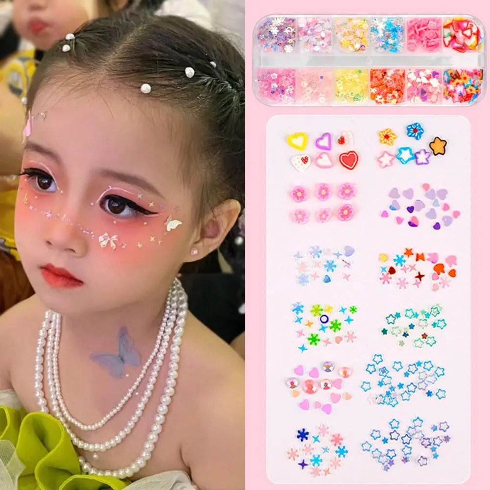 Butterfly Flower Pearl Facial Decorative Patches Glitter Sequin Sweet 3D Temporary Stickers Waterproof Diverse Styles