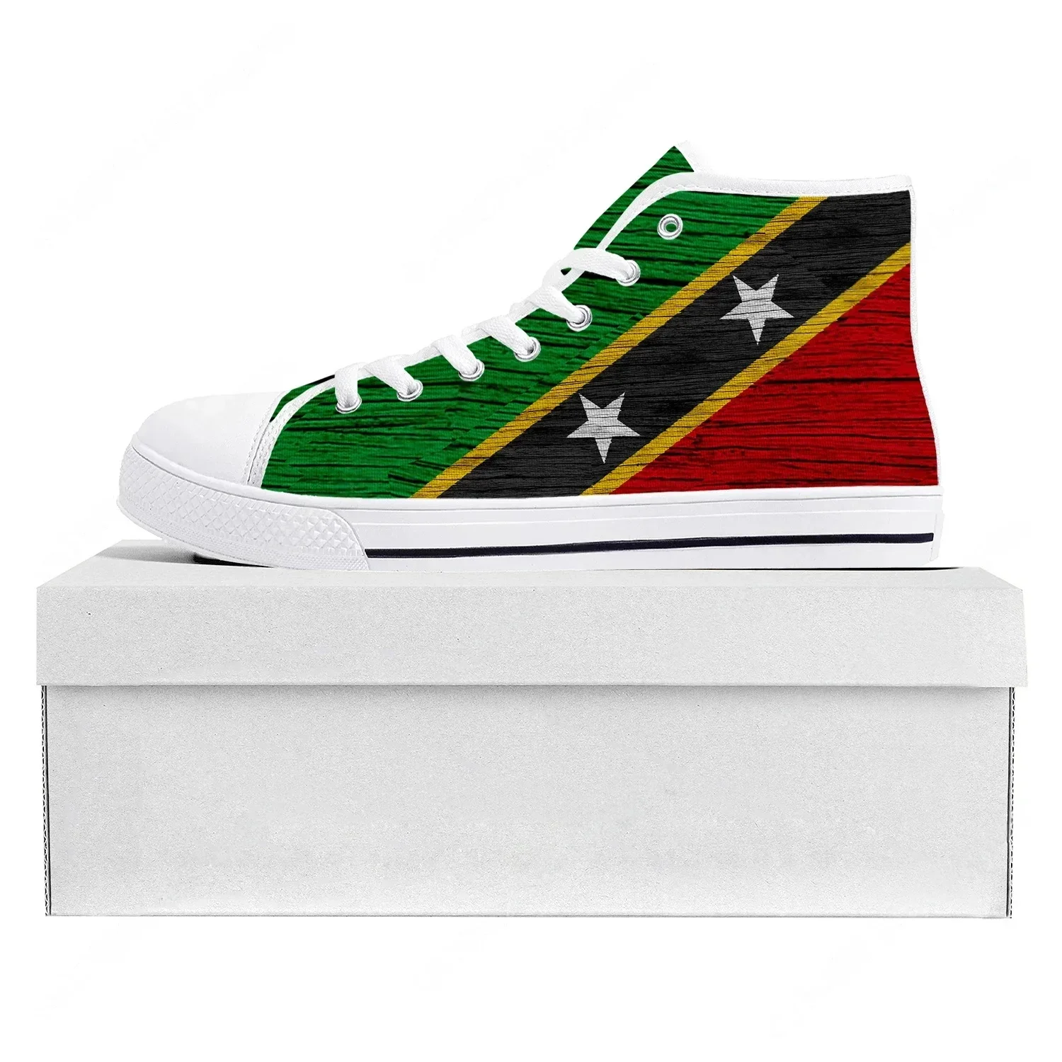 High Quality St Kitts and Nevis Flag Canvas Sneakers Flat Sole Unisex Casual Shoes Custom