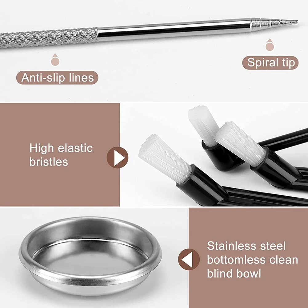 5 шт., щетка для кофемашины с ложкой, щетка для кофемолки, группа для очистки головки кофемашины, металлическая глухая чаша