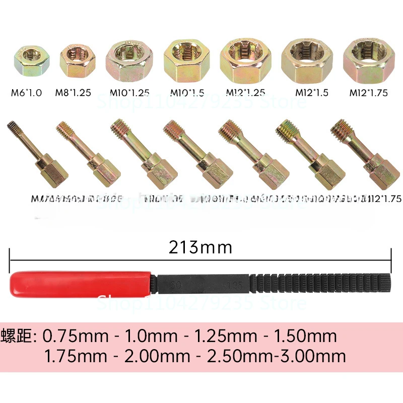 15-Piece set of damaged nut screw repair set, special tool for rust   removal thread tooth