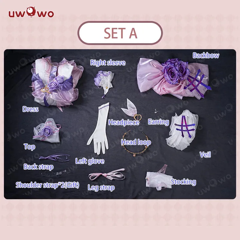 qq28LQIN STOCK UWOWO Gioco Honkai Impact 3: Elysia Fanart 'Luminous Sands' Dress Cosplay Cos con fiocco Halloween Co