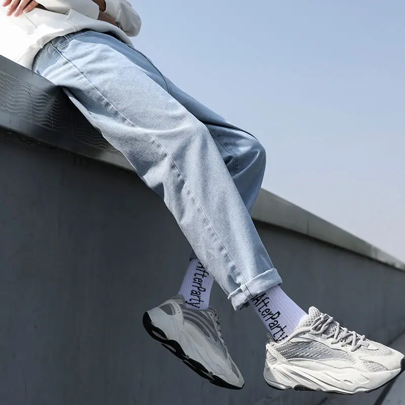 Men Jeans Male Trousers Simple Design High Quality Cozy All-match Students Daily Casual Korean Fashion Ulzzang Ins Plus Size 5XL