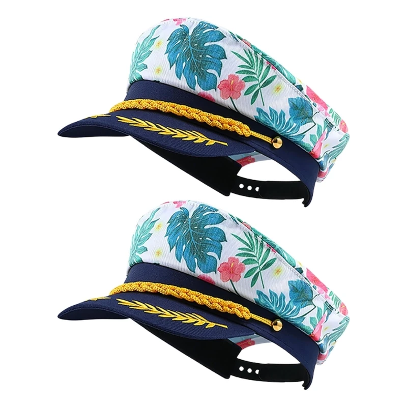 

Stylish Marine Theme Hat Pink Flower Accents Fits Most Head Sizes Comfortably
