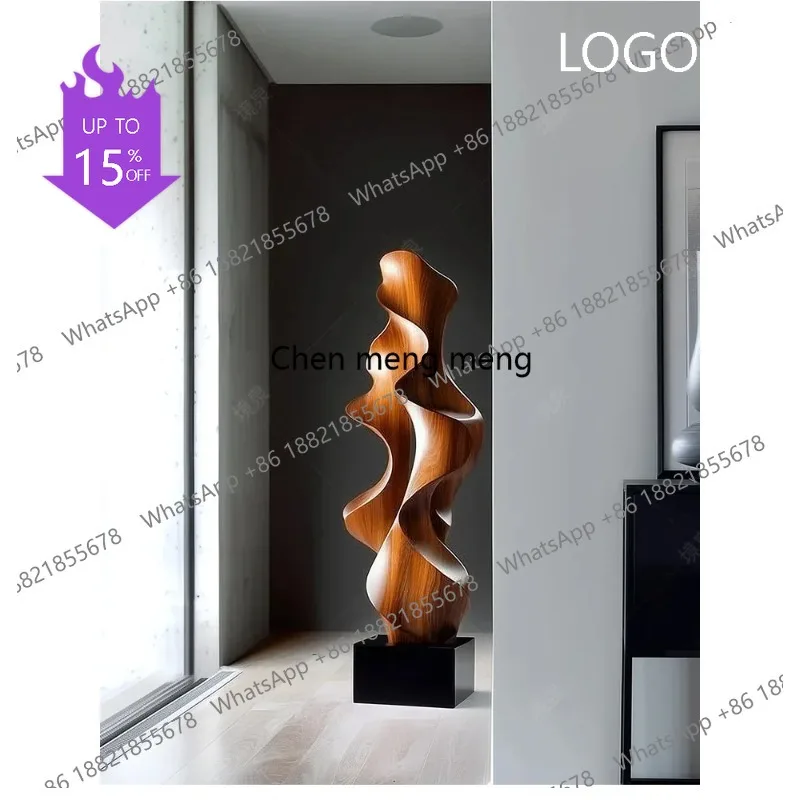 M183 Hotel lobby vertical floor decoration ornament large soft decoration sales office, abstract wood carving handicrafts