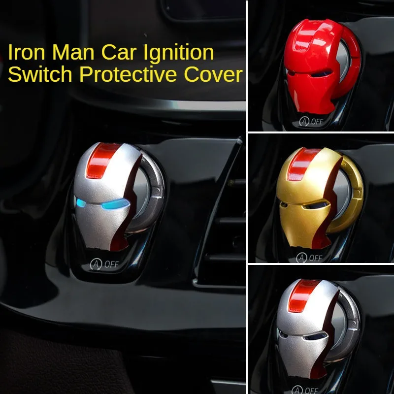 

Marvel Iron Man car ignition switch MK5 Mask protective cover motorcycle key start protective cover car accessories interior