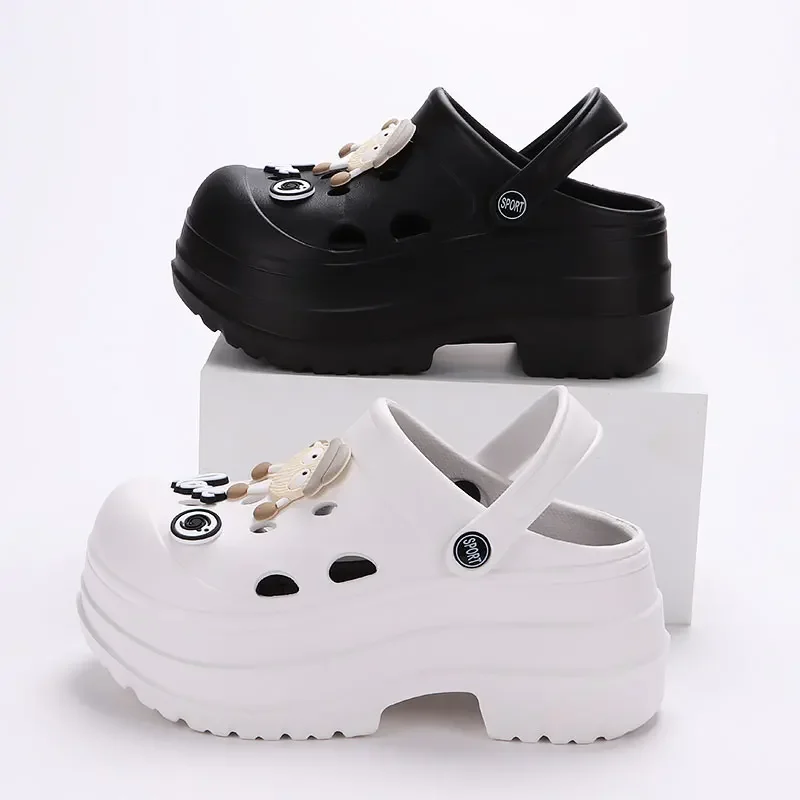 Eva Chunky Plateau-Sandalen für Damen 2024 Sommer Dickbodige Clogs Pantoffeln mit Geschlossener Zehenpartie Rutschfeste Strand- und Gartenschuhe – Detail 5